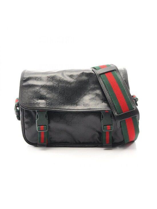 Gucci Handbags - Gucci Shoulder Bag GG Crystal Black Canvas Leather